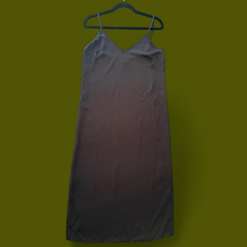 A New Day Women's Medium Black Satin Slip Maxi Dress Adjustable Straps